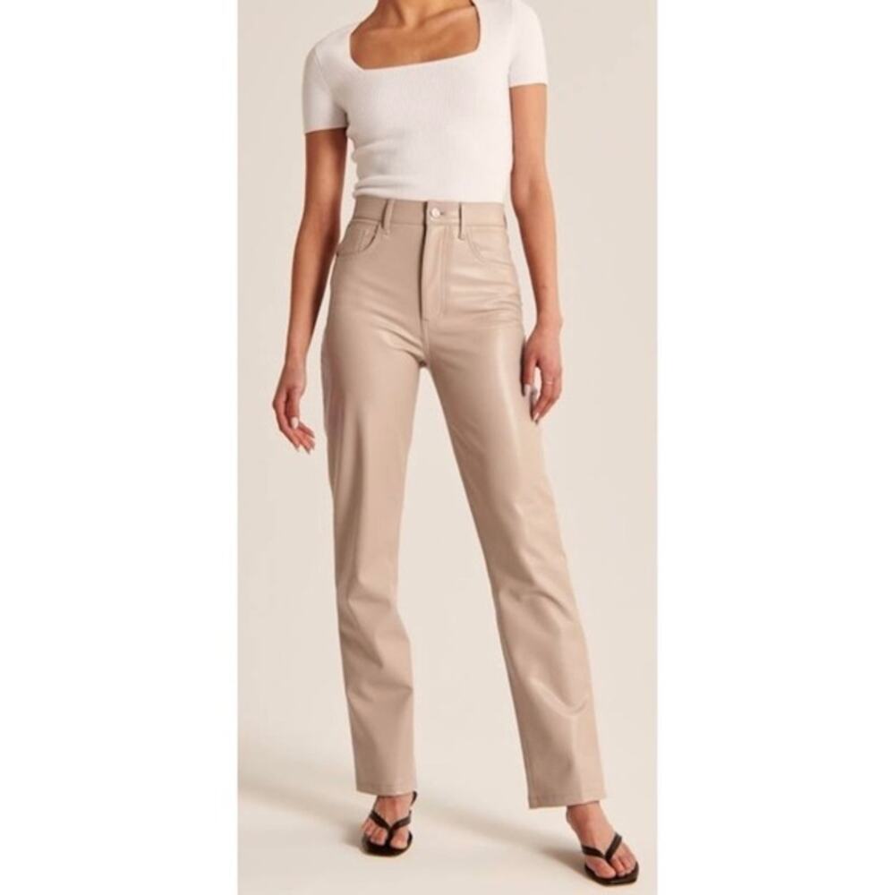 [Wilfred] Beige The Melina Vegan Leather High Rise Straight Leg Pants NWT Sz 16